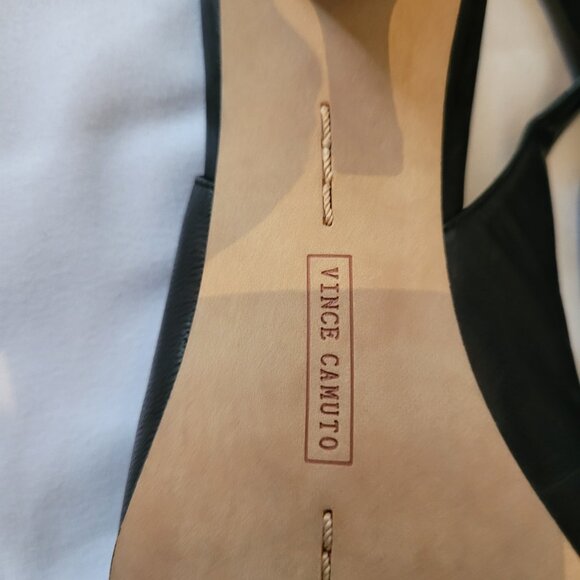 Vince Camuto Stefania Black Leather Slingback Heels Size 7 M - Picture 10 of 13